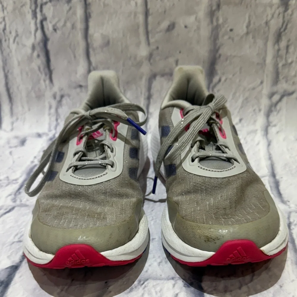 Adidas Kids Gray and Pink Sneakers